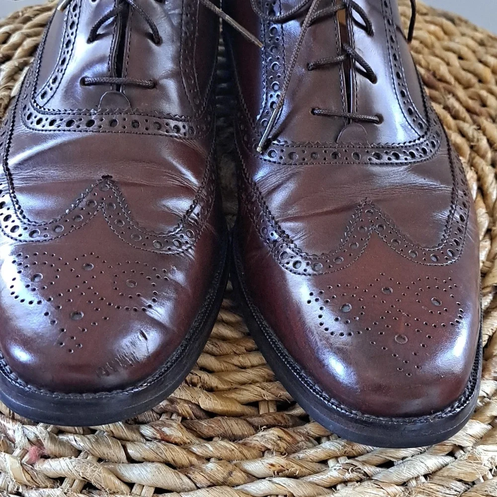 Cole‎ Haan Mens Classic Brown Leather Wingtip Oxford Dress Shoes Lace Up Size 10